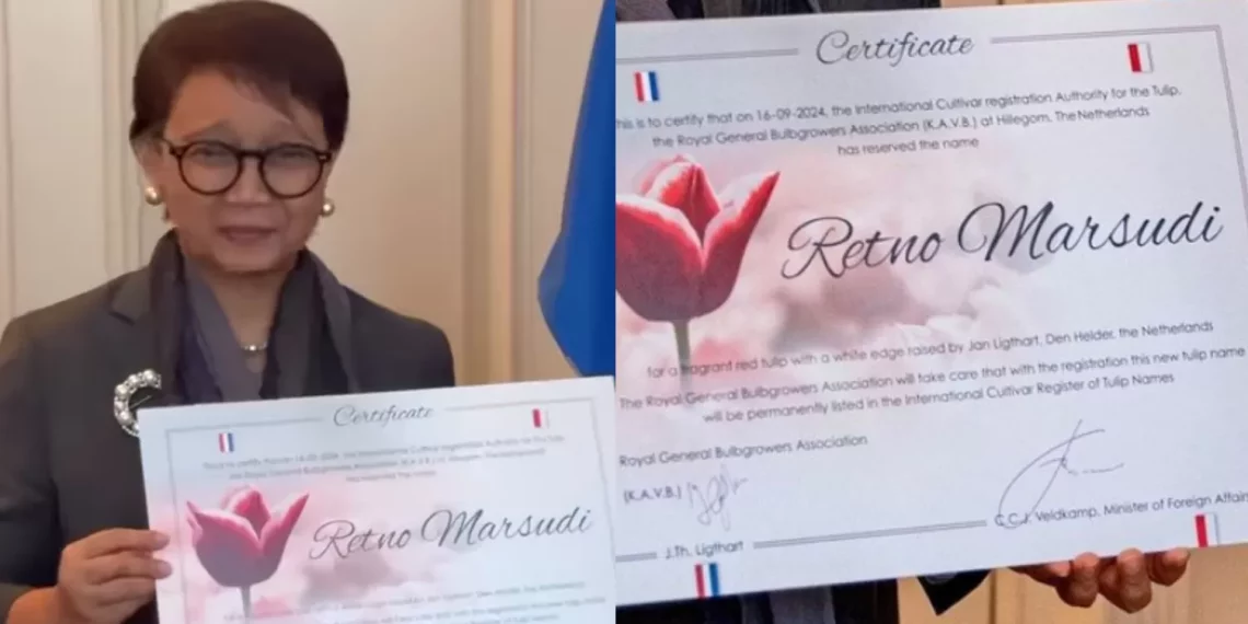 Menlu Retno Marsudi Diabadikan sebagai Nama Bunga Tulip di Belanda