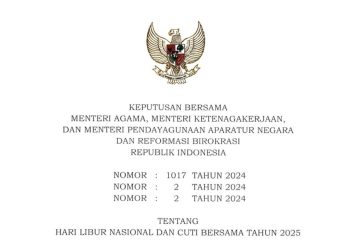 Pemerintah Tetapkan Daftar Libur Nasional 2025 dan Cuti Bersama Melalui SKB 3 Menteri